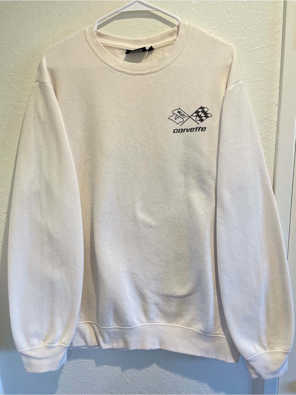 🏆 RETRO C3 Corvette Crossed Flags Graphic Crewneck Sweatshirt XL🏎️